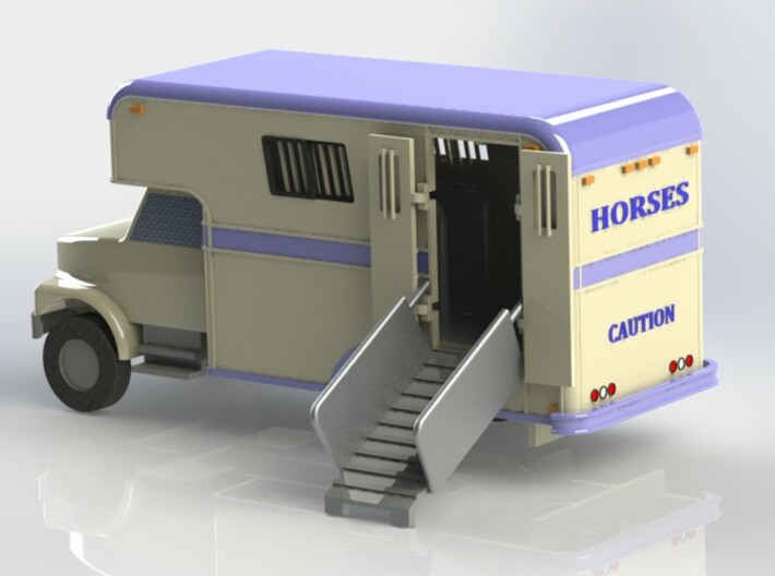 HO 1/87 Horsebox 1987 Imperatore 3-4 3d printed CAD render of the 3D printed body components fitted to a chassis.