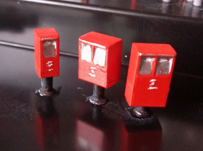Post Boxes (three sizes), N-scale 3d printed