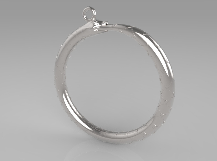 Ouroboros Pendant 3d printed Silver
