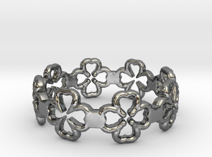 Beautiful Size 8 Lucky Clovers Ring 3d printed