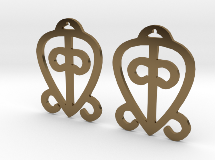 Adinkra Collection-Power Of Love Earrings (metals) 3d printed Adinkra symbol, &quot;Odo nyera fie kwan&quot;, represents the power of love and faithfulness.