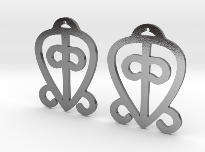 Adinkra Collection-Power Of Love Earrings (metals) 3d printed Adinkra symbol, &quot;Odo nyera fie kwan&quot;, represents the power of love and faithfulness