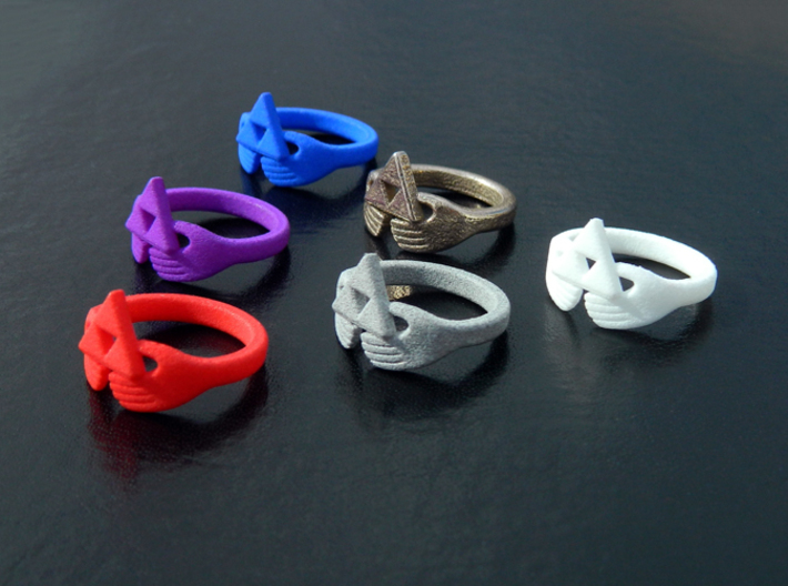 Triforce Claddagh Ring 3d printed Triforce Claddagh rings in Strong &amp; Flexible Nylon &amp; Steel