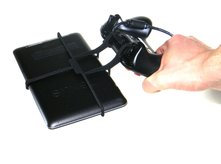 Controller mount for Xbox 360 & Insignia Tablet 8  3d printed In hand - A Nexus 7 and a black Xbox 360 controller