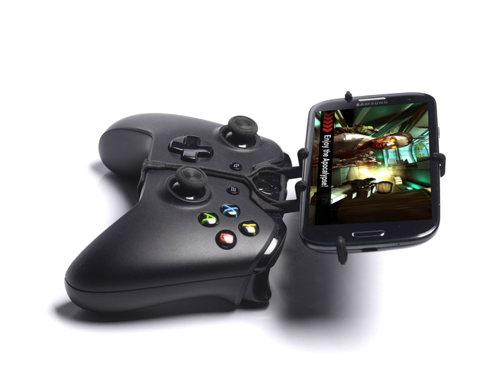 Controller mount for Xbox One &amp; Archos 50d Helium 3d printed Side View - A Samsung Galaxy S3 and a black Xbox One controller