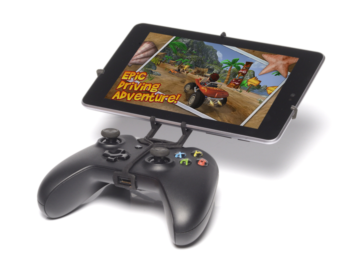 Controller mount for Xbox One & Asus ZenPad C 7.0  3d printed Front View - A Nexus 7 and a black Xbox One controller