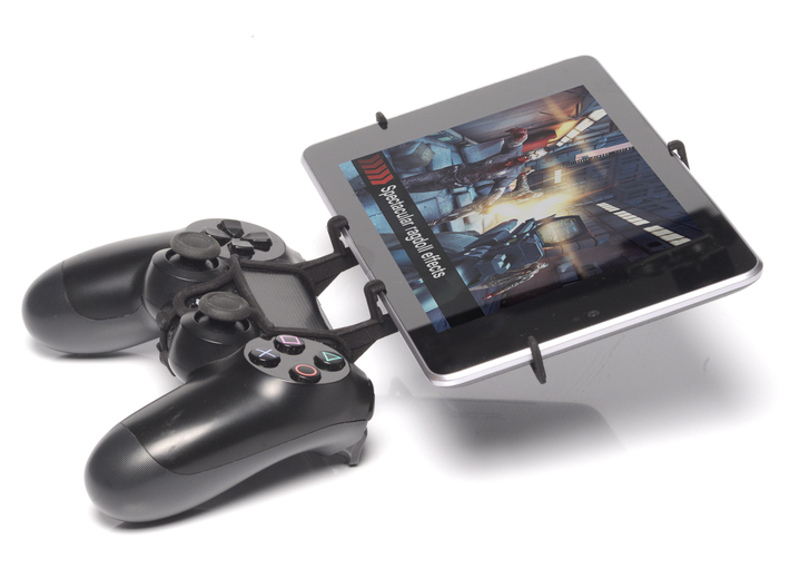 Controller mount for PS4 &amp; Jolla Tablet 3d printed Side View - A Nexus 7 and a black PS4 controller