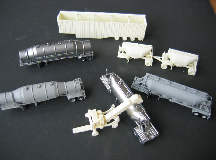 N scale 1/160 LPG 40' triple-axle, trailer 15 3d printed Some of my other N-scale models, some painted &amp; some primered.