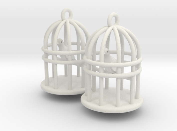 Bird Cage Earrings 3d printed 