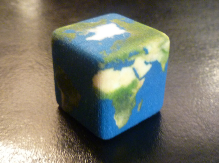 Cube Planet : Earth, 1 inch 3d printed