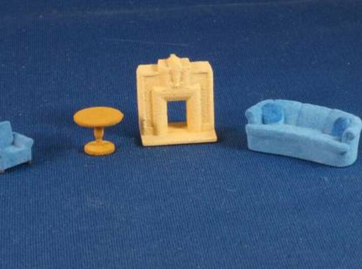 HO Scale Living Room Stuff Collection 1 3d printed Some of the furniture painted.