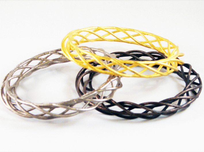 Twist Bangle A01M 3d printed Stainless Steel