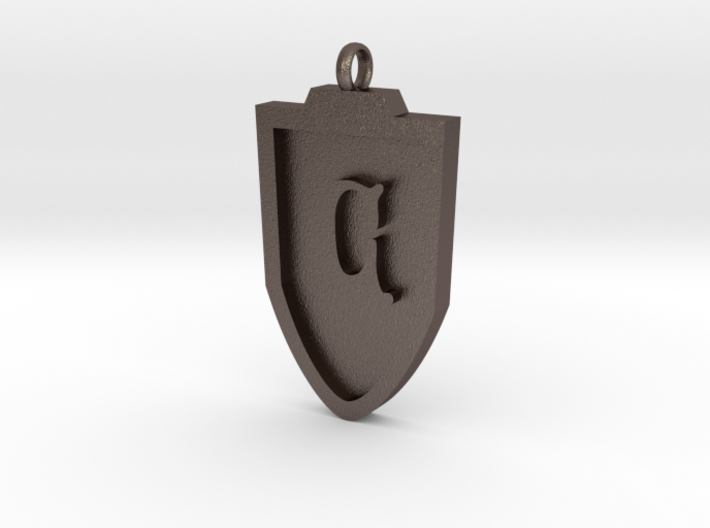 Medieval C Shield Pendant 3d printed