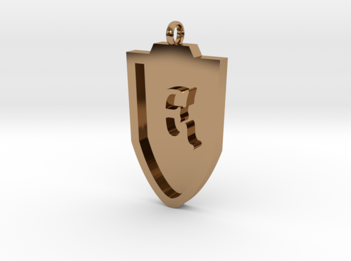 Medieval E Shield Pendant 3d printed