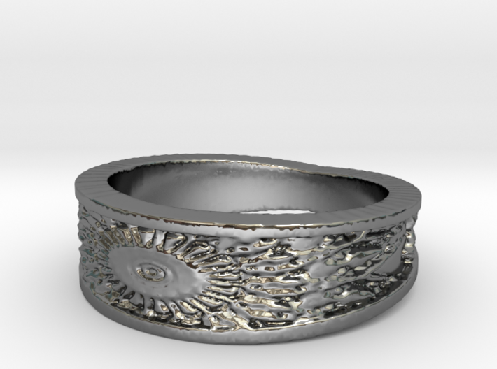 Sunflower Ring Size 7 3d printed Premium Silver