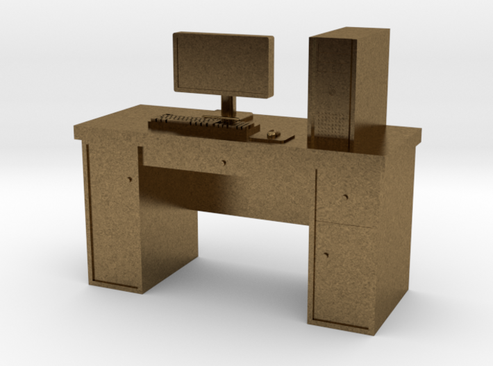 HO scale PC with desk 3d printed