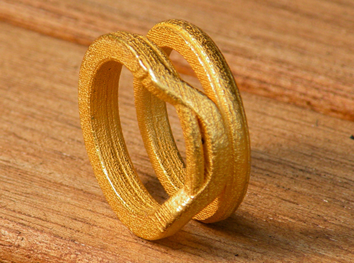 Balem's Ring1 - US-Size 3 (14.05 mm) 3d printed Ring 1 in polished gold steel (shown: size 6 1/2)