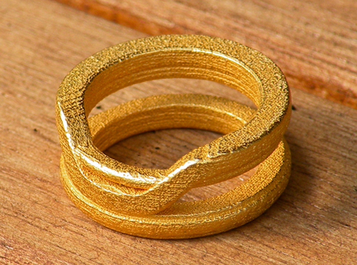 Balem's Ring1 - US-Size 8 (18.19 mm) 3d printed Ring 1 in polished gold steel (shown: size 6 1/2)