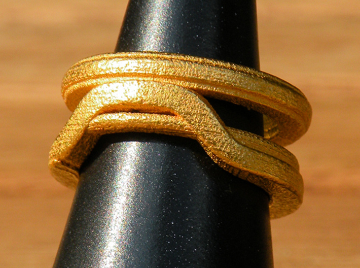 Balem's Ring1 - US-Size 8 (18.19 mm) 3d printed Ring 1 in polished gold steel (shown: size 6 1/2)