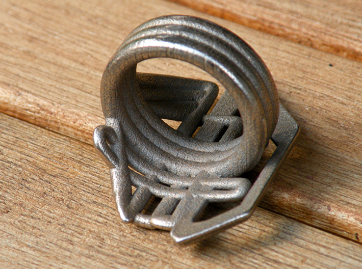 Balem's Ring2 - US-Size 10 (19.84 mm) 3d printed Ring 2 in stainless steel (shown: size 13)