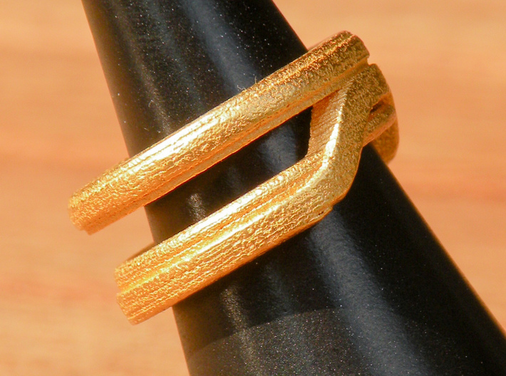 Balem's Ring1 - US-Size 12 1/2 (21.89 mm) 3d printed Ring 1 in polished gold steel (shown: size 6 1/2)