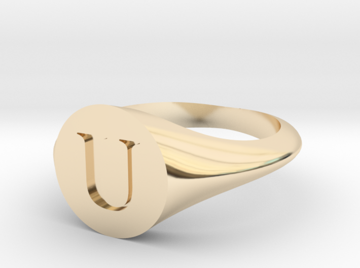 Letter U - Signet Ring Size 6 3d printed