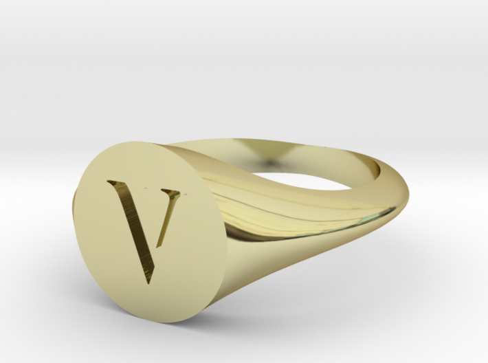 Letter V - Signet Ring Size 6 3d printed