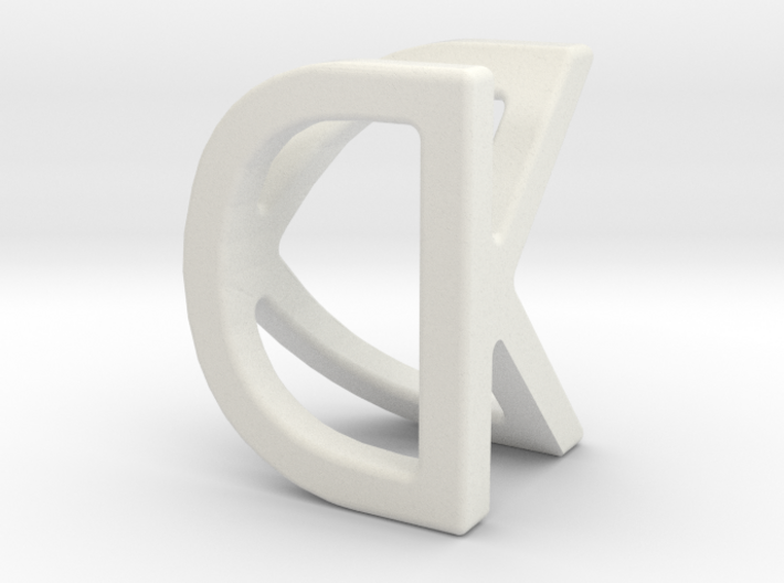 Two way letter pendant - DK KD 3d printed