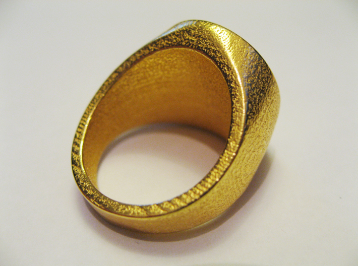 Signet Ring - GC 57 - unique - 3d printed Gold Plated Glossy