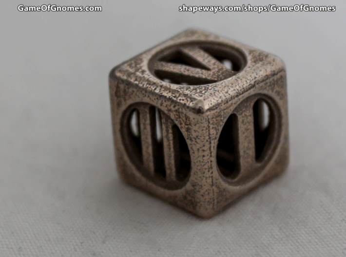 Hollow Dice Numerals 3d printed Printed in Stainless Steel