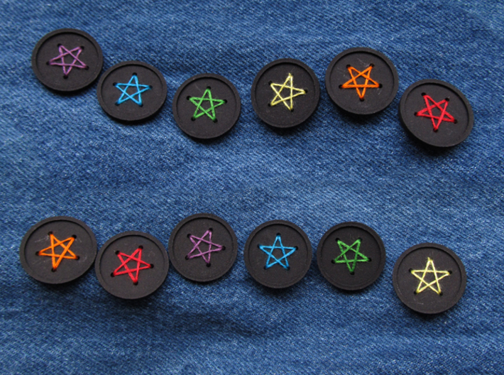 1&quot; five-holed buttons (dozen) 3d printed printed in black S+F