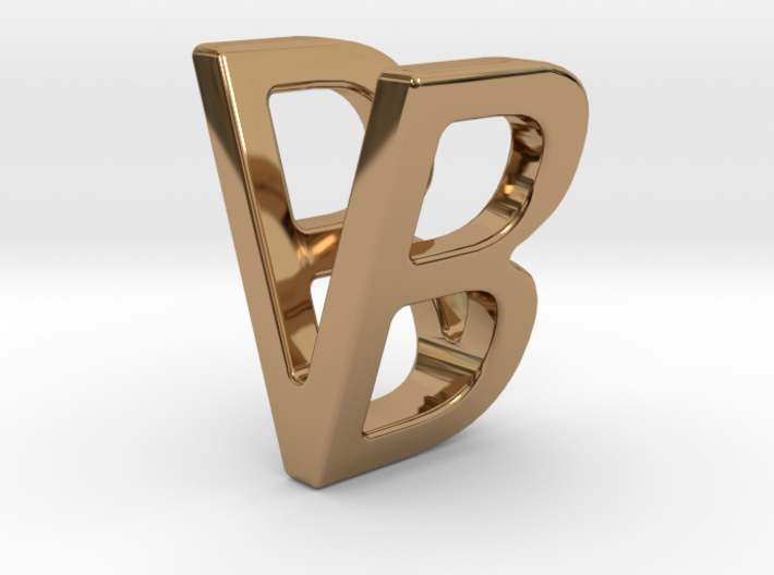 Two way letter pendant - BV VB 3d printed