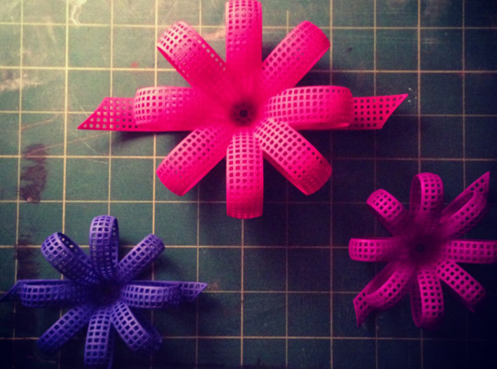 Future Bow: Mini 3d printed Future Bow: Mini's in Royal Blue and Violet, Future Bow in Pink.