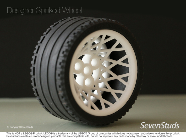 Designer Spoked Wheel 56mm 3d printed