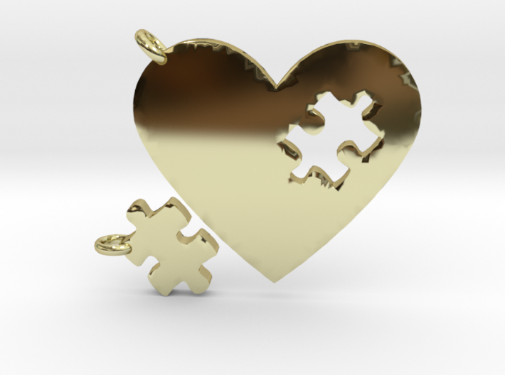 Heart Puzzle Keychains 3d printed