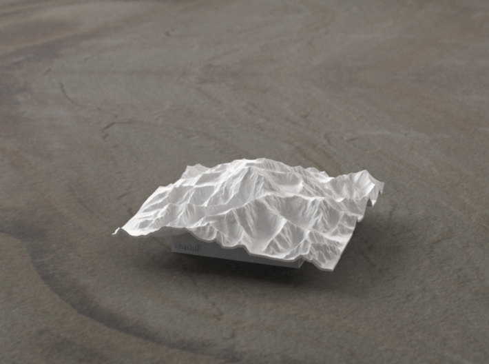 3'' Denali, Alaska, USA 3d printed Radiance rendering of the model, viewed from the South