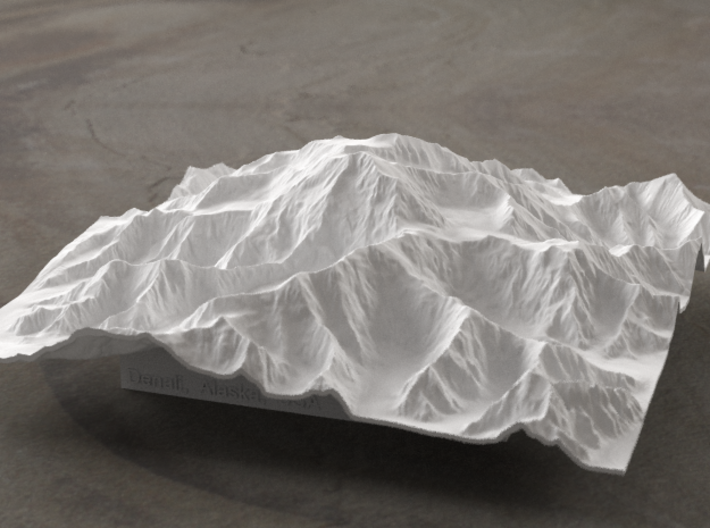 6'' Denali, Alaska, USA 3d printed Radiance rendering of the model, viewed from the South