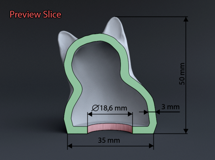 Cat Gasp (5 cm/2 inch) 3d printed Preview Slice