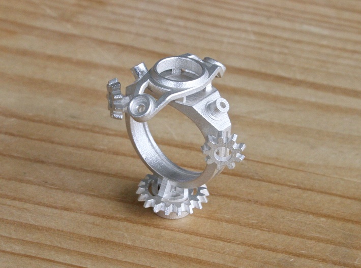 "Gear of Moon Stone" Silver Ring -Not for sale- 3d printed 