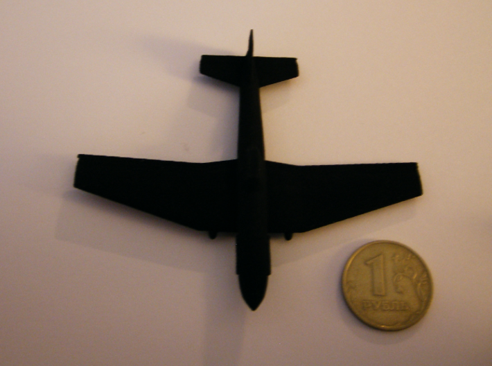 1/160 IL-10 Šturmovik 3d printed The model next to a 1-rouble coin. By the way, this was taken when the model was at 1/157 scale. Now that it's slightly smaller, it may not print at all in strong and flexible plastic, just to warn you.