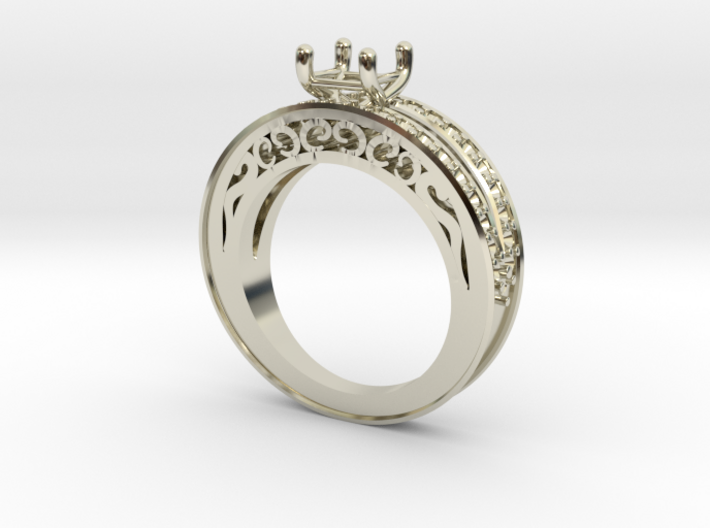 Princess cut Engagement Ring Sz.6 3d printed