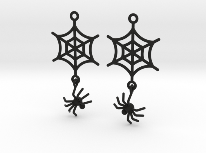 Spider Web with Spider Earrings 3d printed