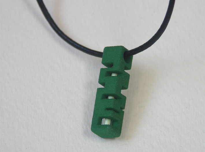 Tritium Holder Pendant - GLOW IN THE DARK! 3d printed Pendant with necklace in place