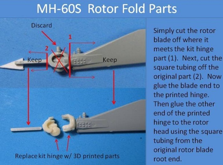 1/48 scale Mh60 rotor hinge 3d printed 