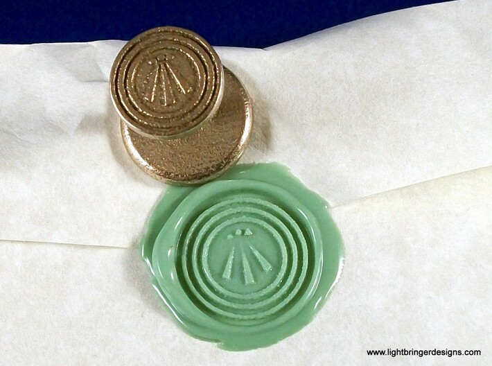 Awen Wax Seal 3d printed Awen wax seal with impression in Light Green sealing wax