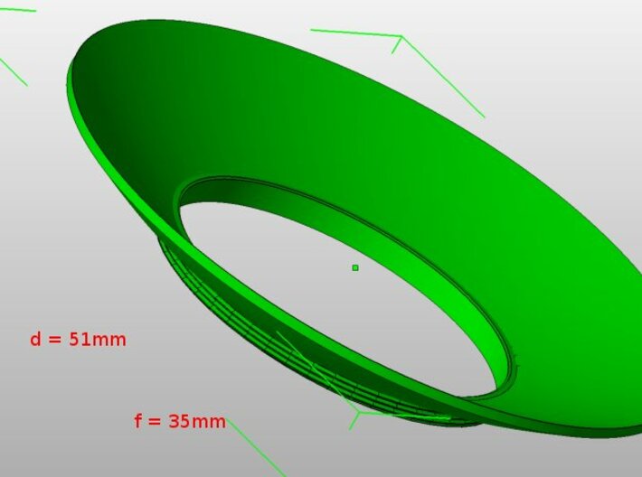 New Size! Lieberkühn Reflector 51mm lens diameter, 3d printed 