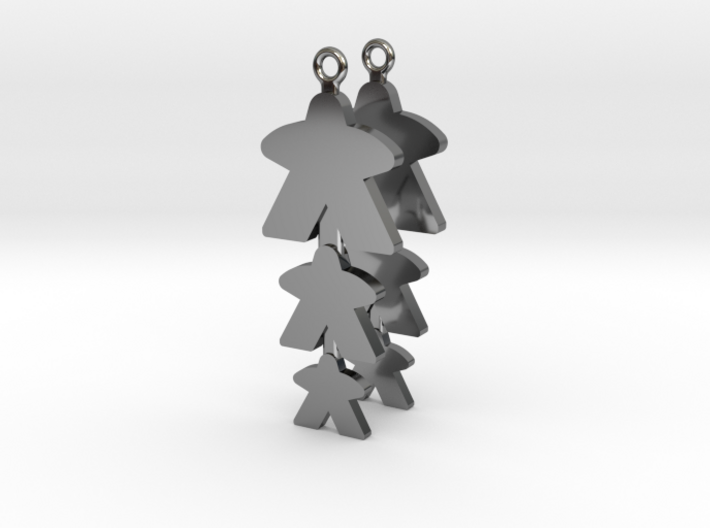 Meeple Earrings &quot;threeple&quot; 3d printed