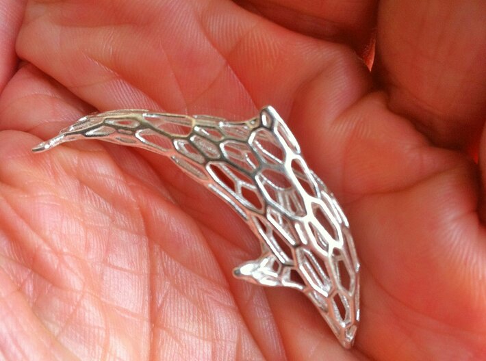 Shapeways-Silver-Dolphin-Curved-MM1 3d printed