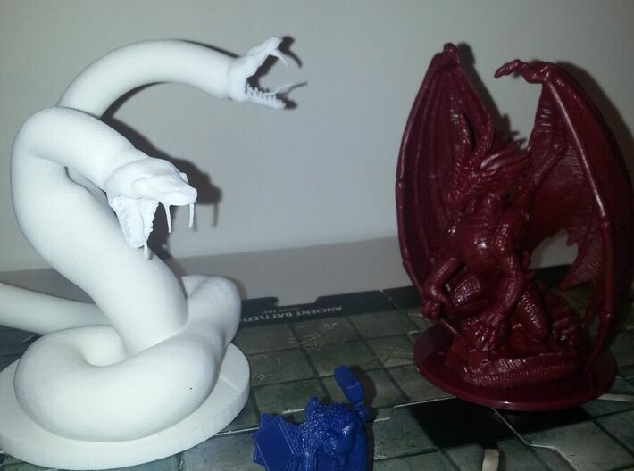 Two Headed Snake (Large) 3d printed Compared with figures from D&D, Wrath of Ashardalon.