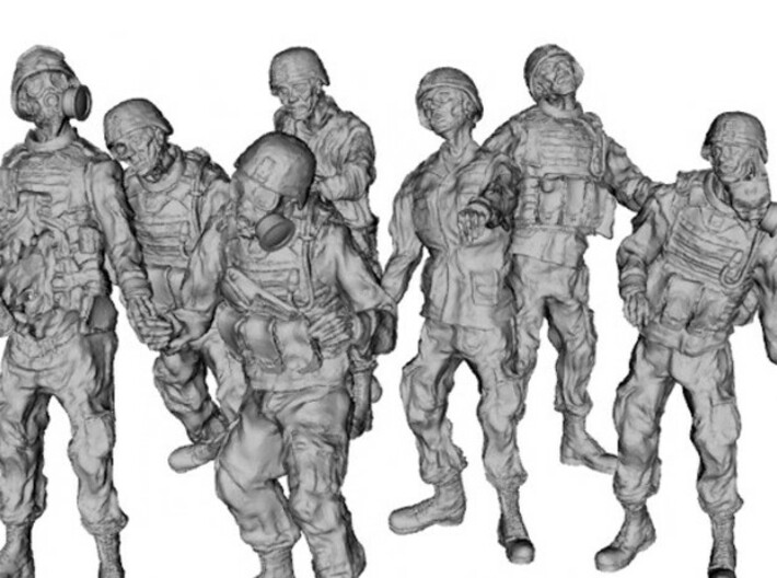 1-56 Seven Military Zombies Set2 3d printed